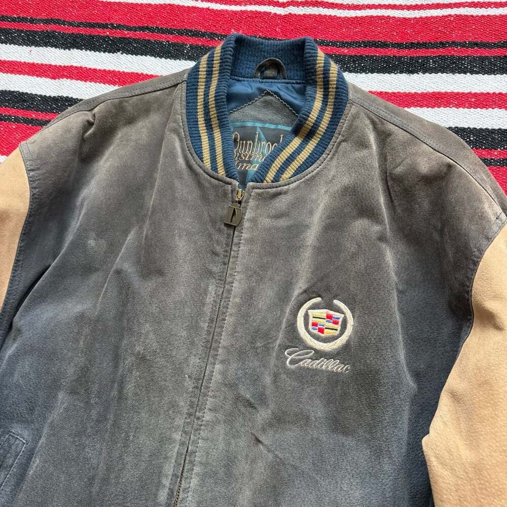 Rare Vintage Embroidered CADILLAC Suede Leather Varsity Jacket SZ XL